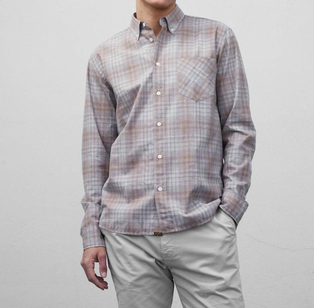 Billy Reid Tuscumbia Shirt In Grey/tan