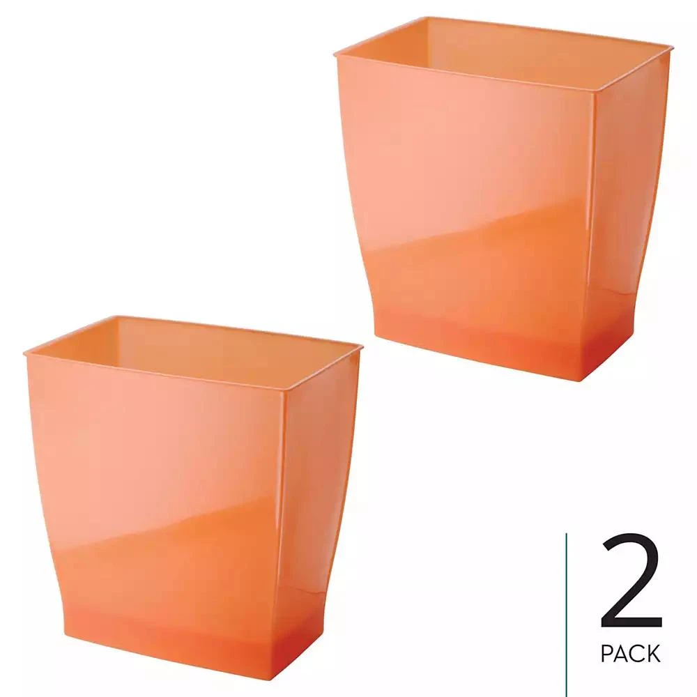 iDesign Rectangular Trash Can, 2.5 Gal. / 9.5 Liter, 2-Pack, Tango, Made in USA 2