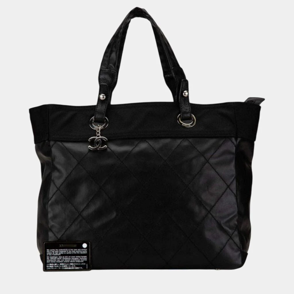 Chanel Chanel Black Leather Coco Mark Paris Biarritz MM  Tote Bag 8