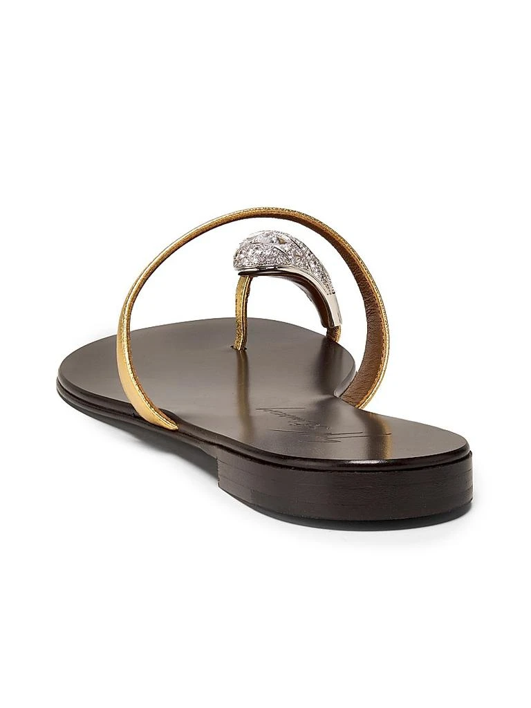 Giuseppe Zanotti 30th Anniversary Crystal-Embellished Toe Ring Metallic Leather Sandals 3