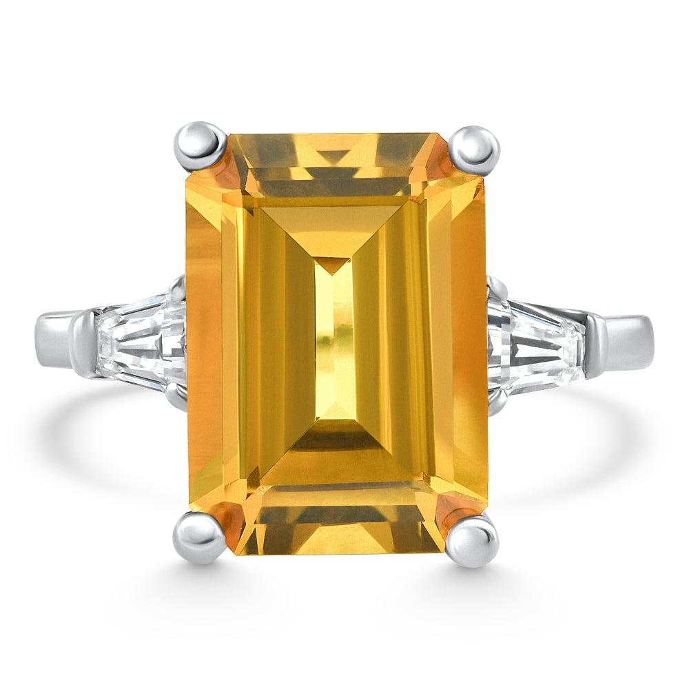 Pompeii3 Citrine & Diamond Ring White Gold Lab Grown
