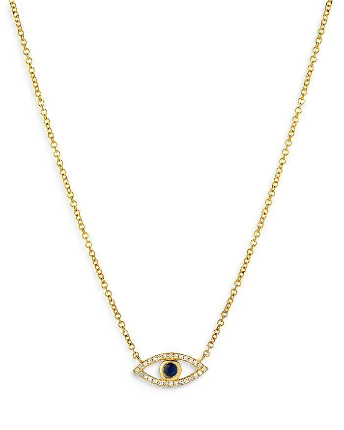 Zoe Lev 14K Yellow Gold Diamond & Blue Sapphire Evil Eye Pendant Necklace, 18" 1