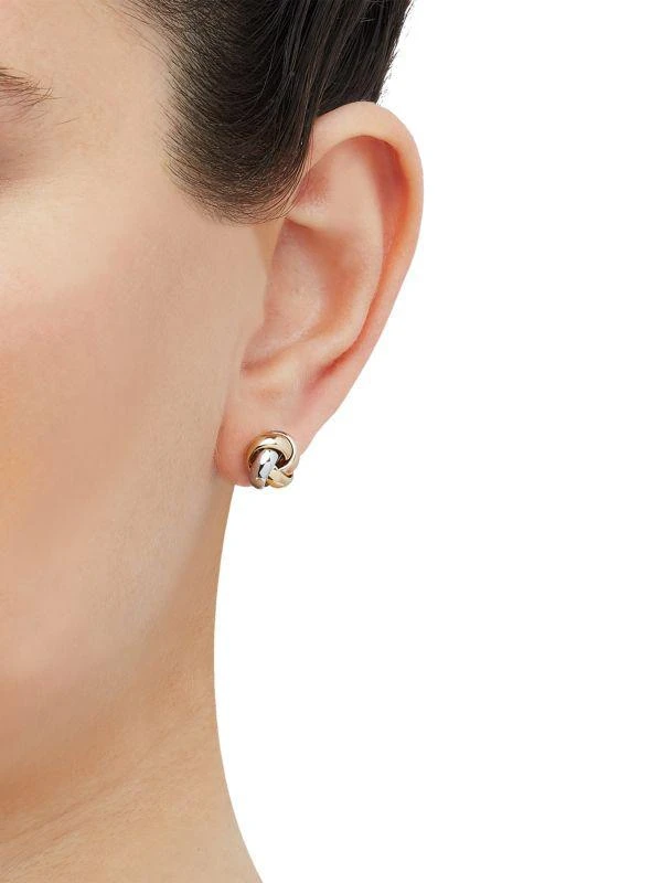Saks Fifth Avenue Tri Tone 14K Gold Love Knot Stud Earrings 4