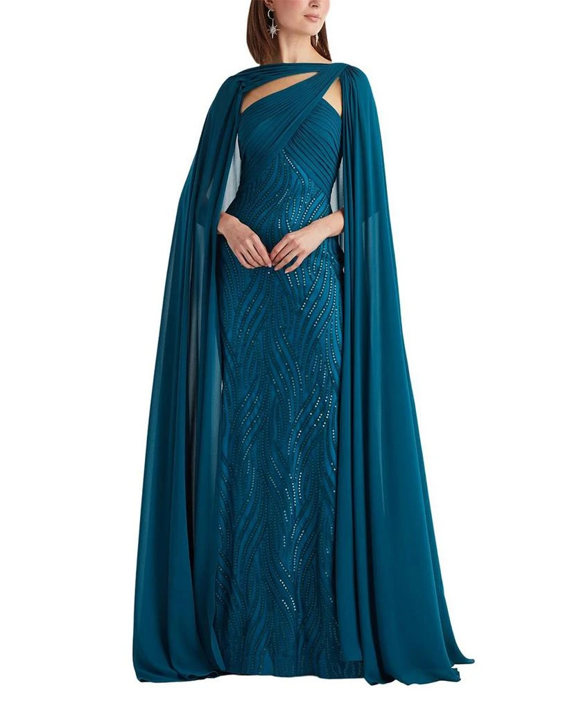 Tadashi Shoji Tullett Sequin Embroidered Cape Gown 1