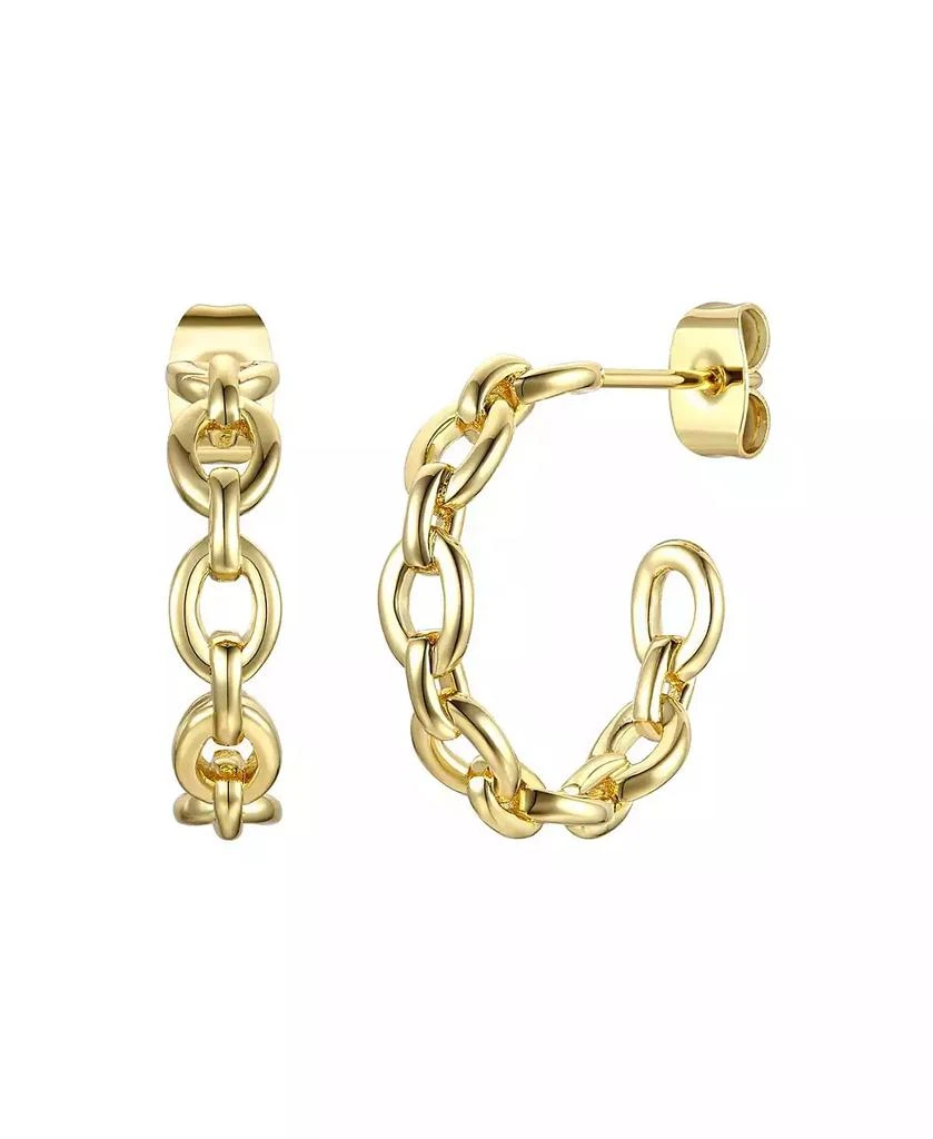 Rachel Glauber 14k Gold Plated Sterling Silver Modern Chain Link C-Hoop Earrings