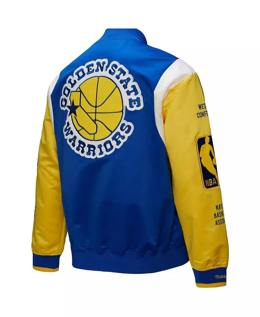 Mitchell 
Ness Men
s and Women
s Royal Golden State Warriors Vintage Team Origins Satin Full-Snap Jacket 3