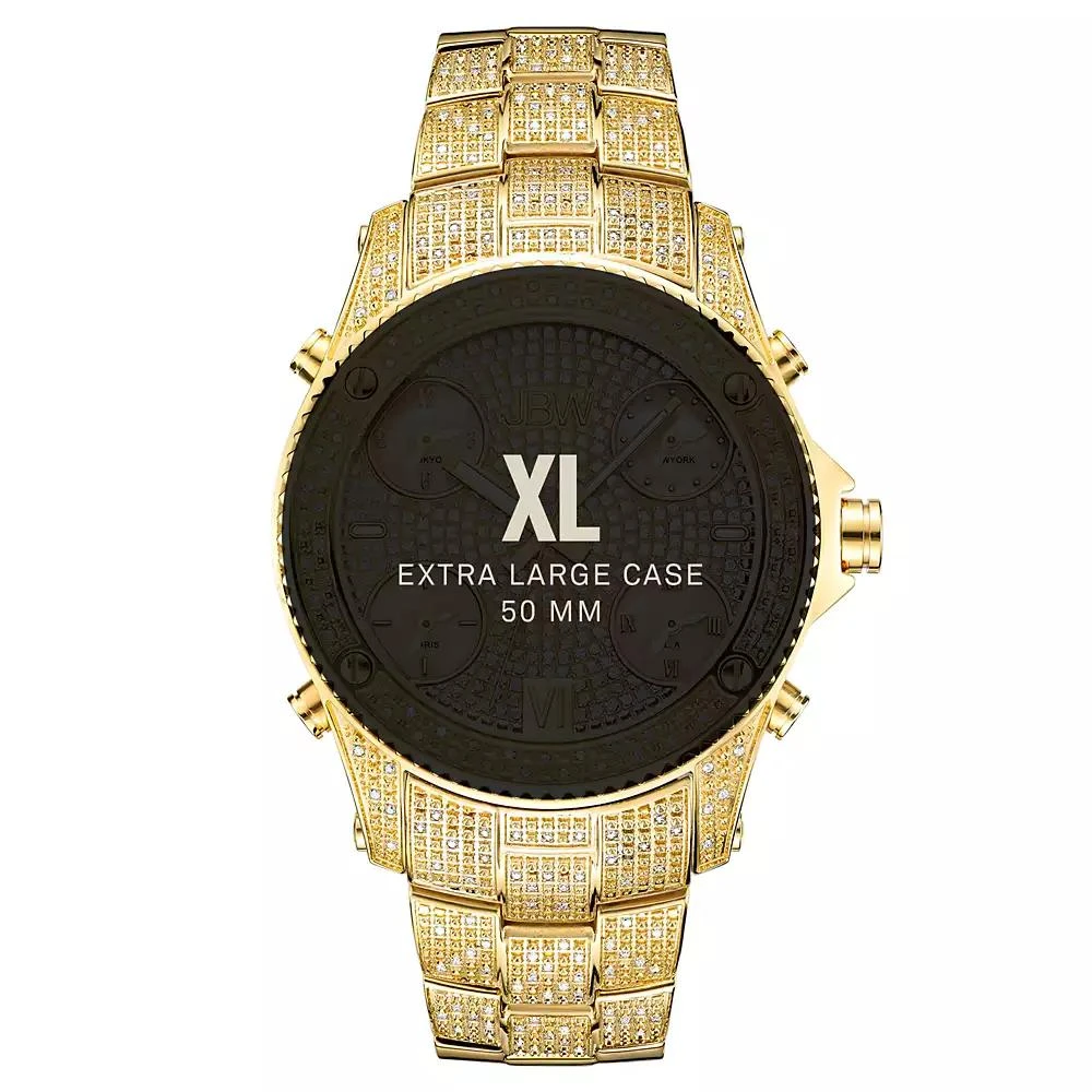 Jbw Men's Jet Setter Diamond (2 ct.t.w.) 18k Gold Plated Stainless Steel Watch 4