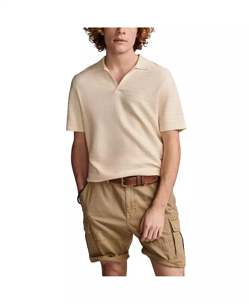 Lucky Brand Men's Crochet Johnny Collar Short Sleeve Polo Shirt 1