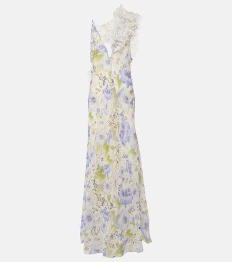 【Zimmermann】Golden pleated floral slip dress Zimmermann Golden Pleated Slip Dress | Pink Floral, Tie