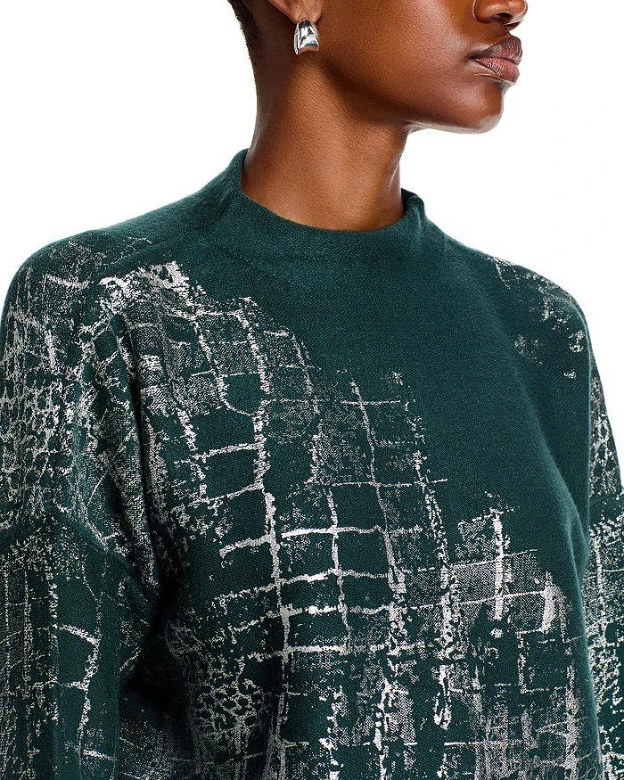 Adrienne Landau Crocodile Foil Print Funnel Neck Sweater 5