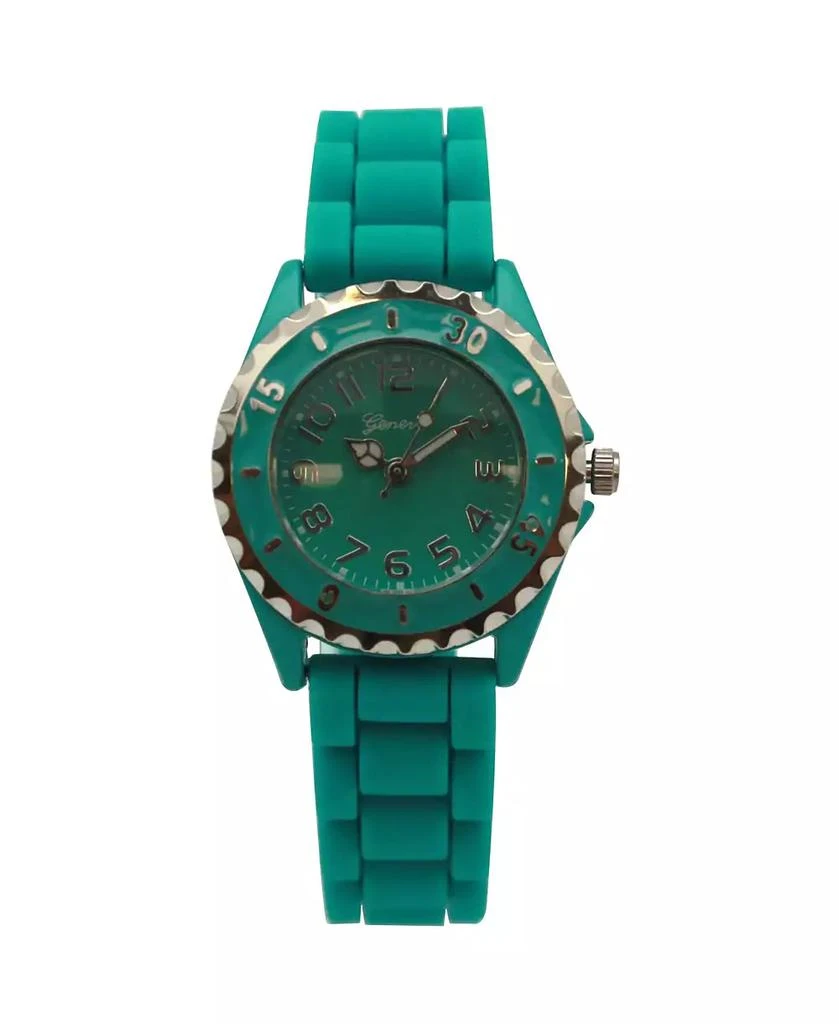 Olivia Pratt Teal Solid Color Silicone Strap Casual Women Watch 1