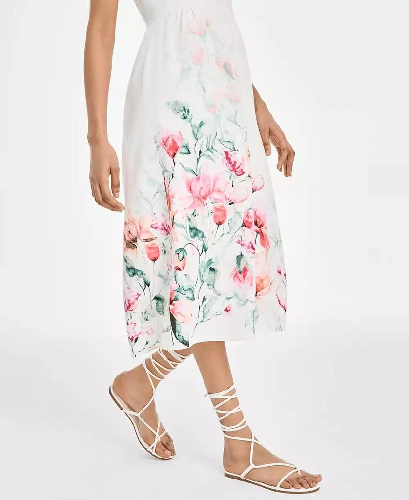 City Studios Juniors' Scalloped-Neck Placed Floral Midi Dress 4