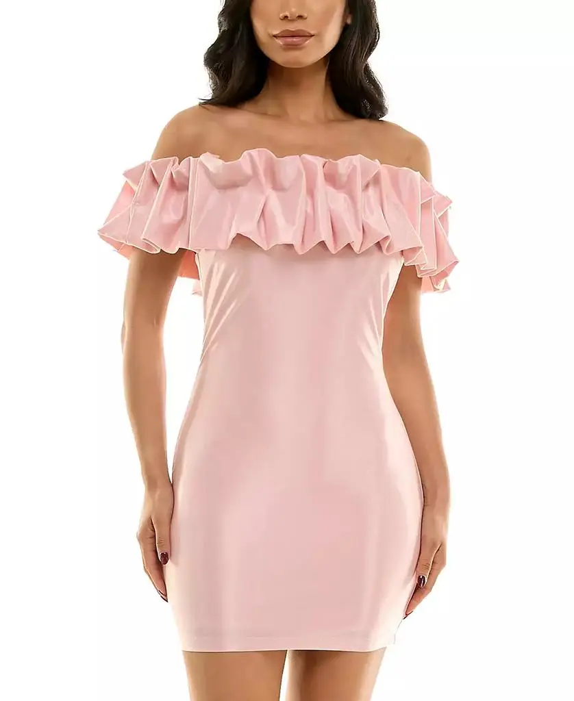 off shoulder dresses for juniors Juniors' B. Smart Off-Shoulder Ruffle Mini Dress