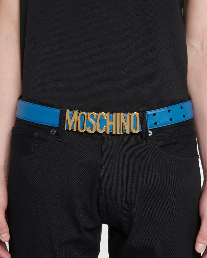 Moschino Men's Metal Logo Leather Belt 2