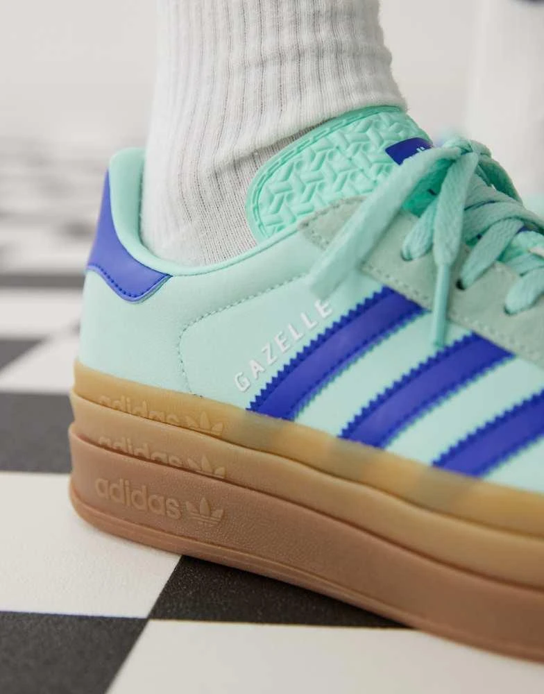 Adidas adidas Originals Gazelle Bold platform trainers in mint and blue 4