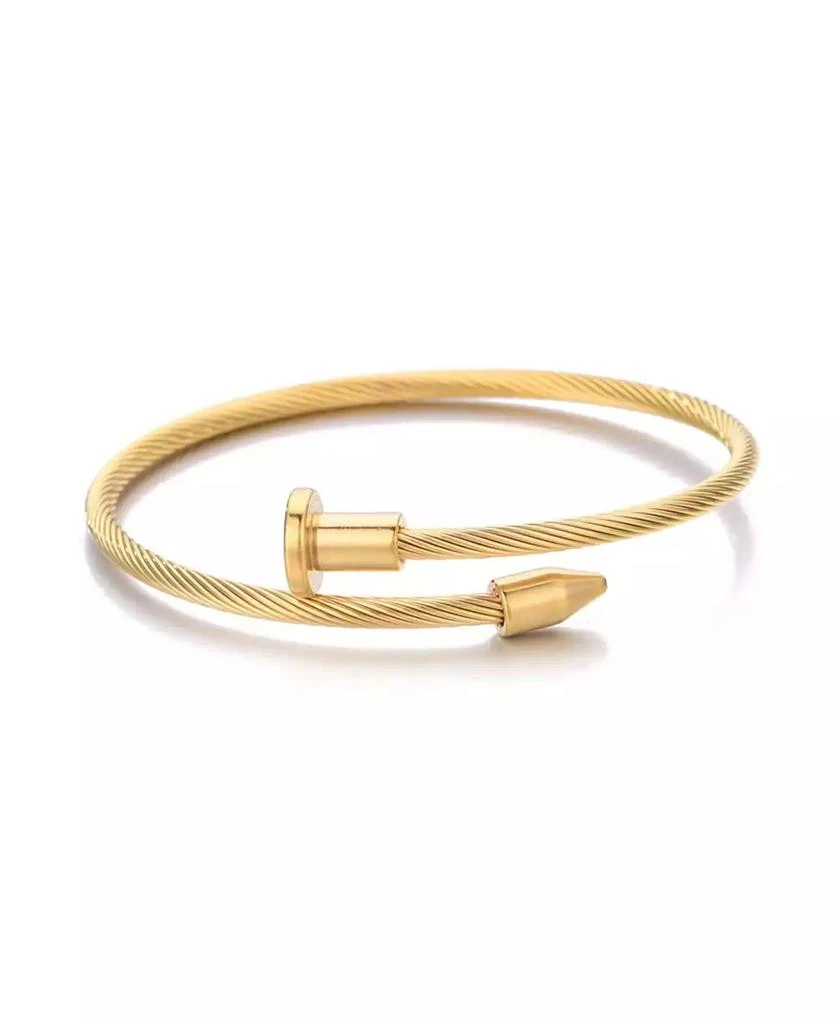 ADORNIA Tarnish Resistant Gold Nail Head Wrap Cuff Bracelet