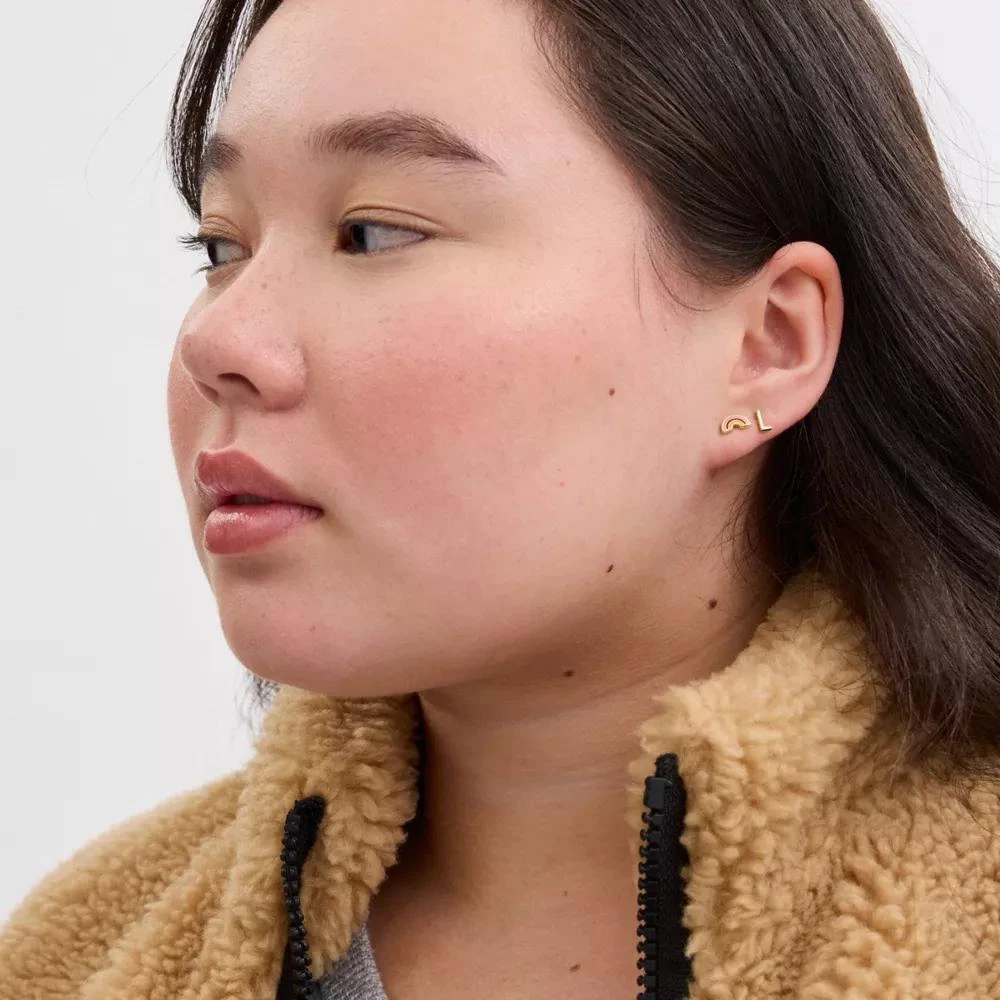 Coach L Initial Stud Earrings Set 2