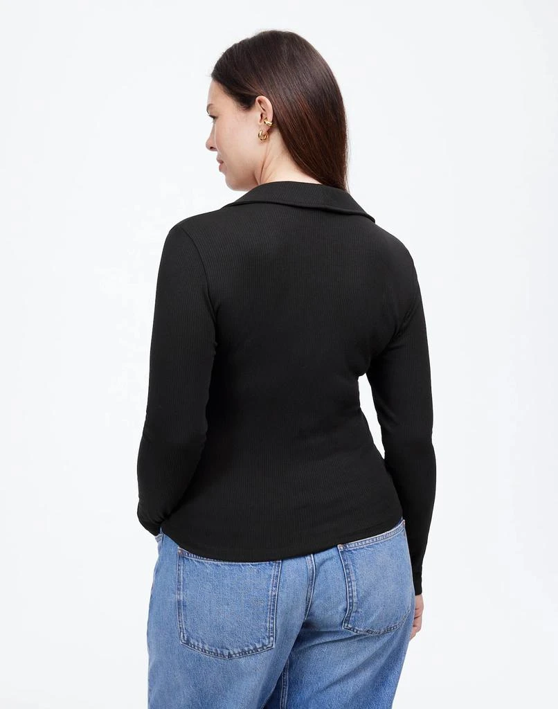 Madewell Drapey Rib Long-Sleeve Polo Top 4