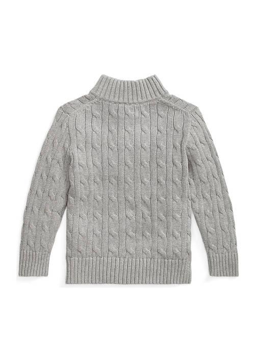 Ralph Lauren Lauren Childrenswear Boys 8 20 Cable Knit Cotton 1 4 Zip Sweater