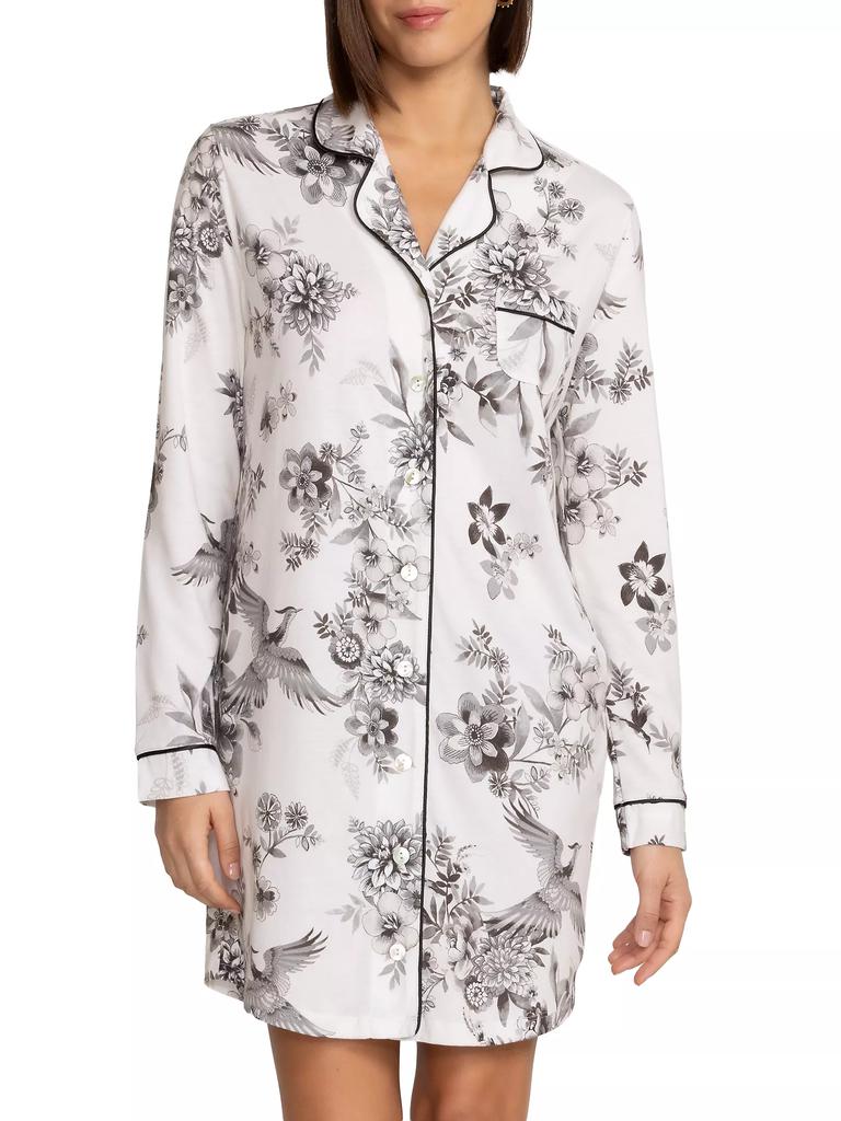 Johnny Was Dreamer Floral Cotton-Blend Pajama Shirt