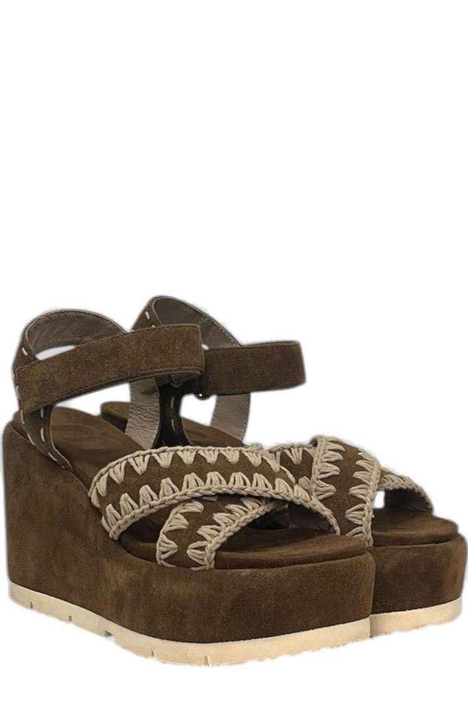 Mou Mou Criss Cross Stitched Wedge Sandals