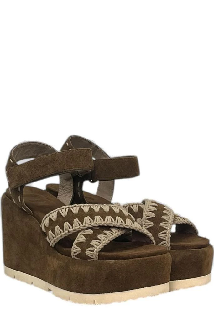 Mou Mou Criss Cross Stitched Wedge Sandals 2