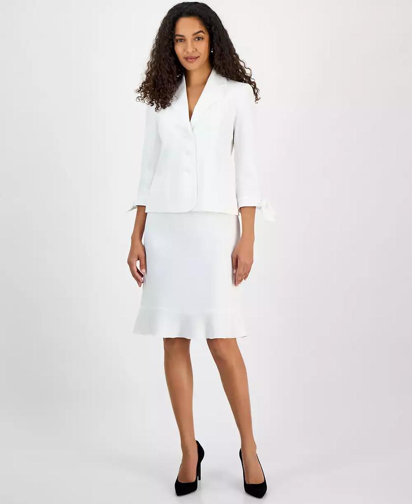 Le Suit Women's Three-Button Tie-Cuff Jacket & Flounce-Hem Skirt, Regular & Petite