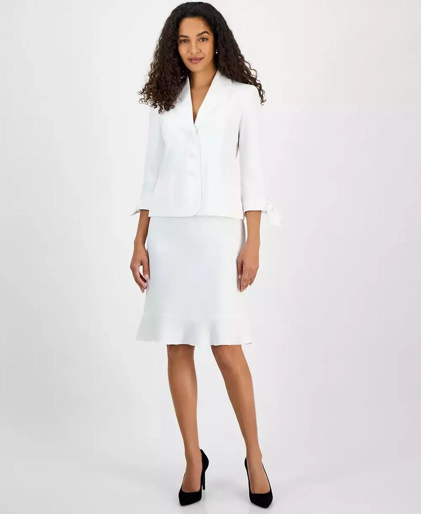 Le Suit Women's Three-Button Tie-Cuff Jacket & Flounce-Hem Skirt, Regular & Petite 1
