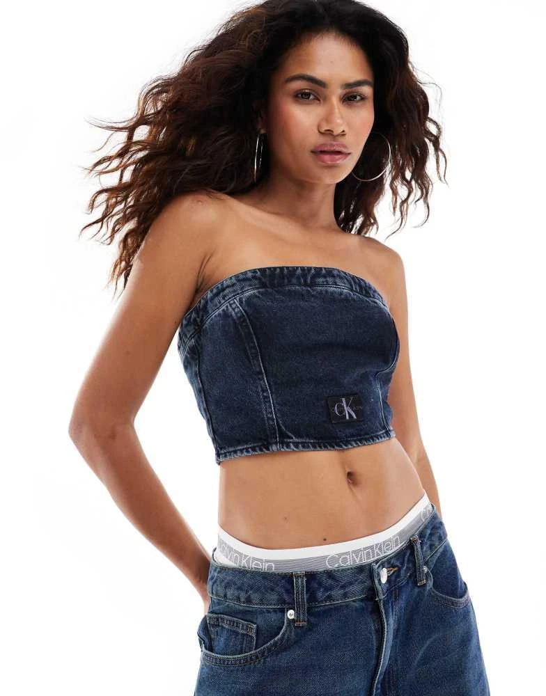Calvin Klein Calvin Klein Jeans denim tube top in dark wash 1