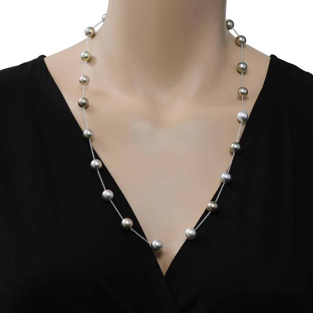 Assael Assael 18K White Gold Tahitian Natural Color Pearl Strand Necklace N5027