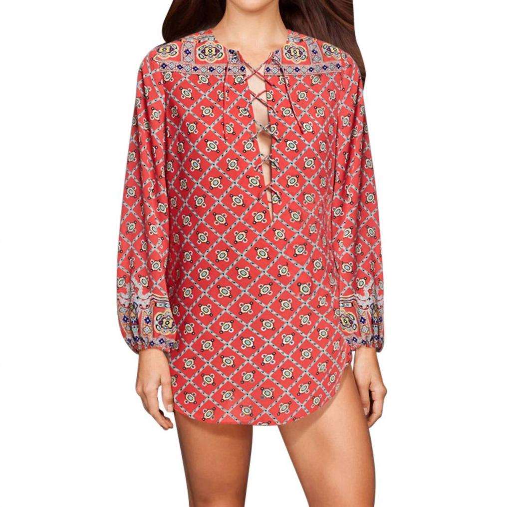 Nanette Lepore Pretty Tough Lace Up Tunic Top