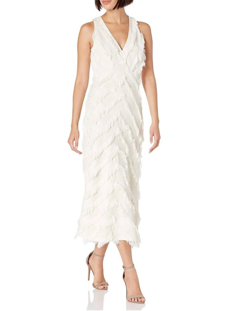 Rebecca Taylor Sleeveless Bias Fringe Dress In Ecru 1
