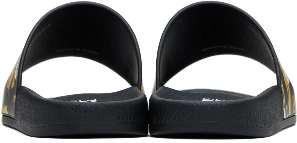 Versace Black & Gold Outline Barocco Pool Slides 2
