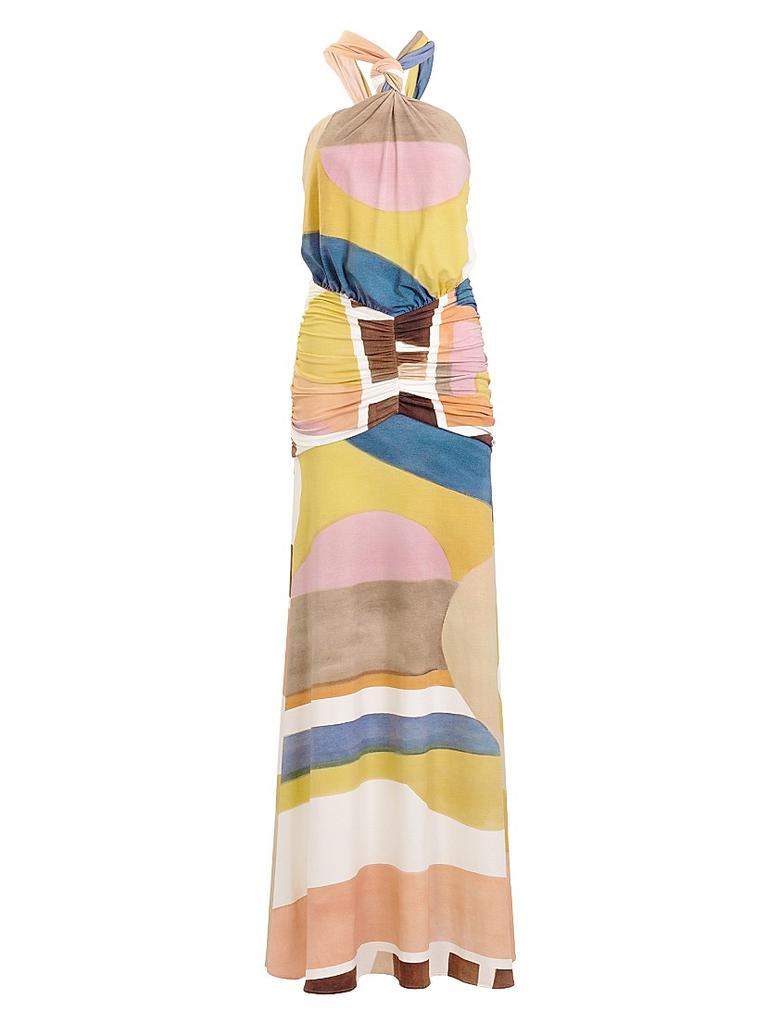 Silvia Tcherassi Jedda Abstact Ruched Halter Gown