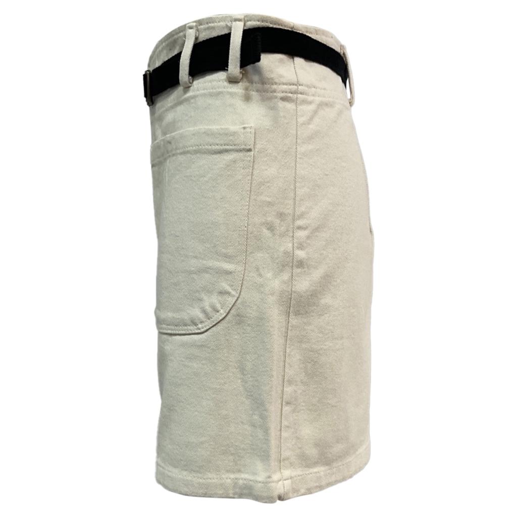 The Frankie Shop Belted Shorts in Cream Cotton Denim