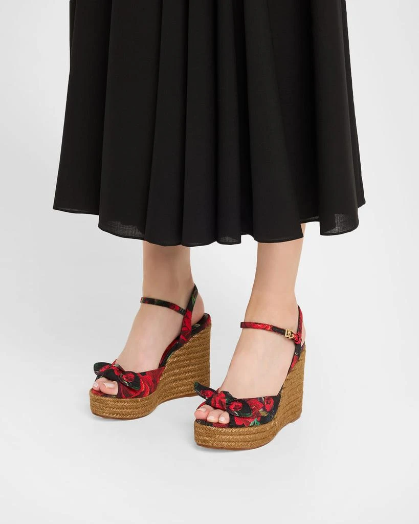 Dolce & Gabbana Lolita Floral Wedge Espadrille Sandals 2