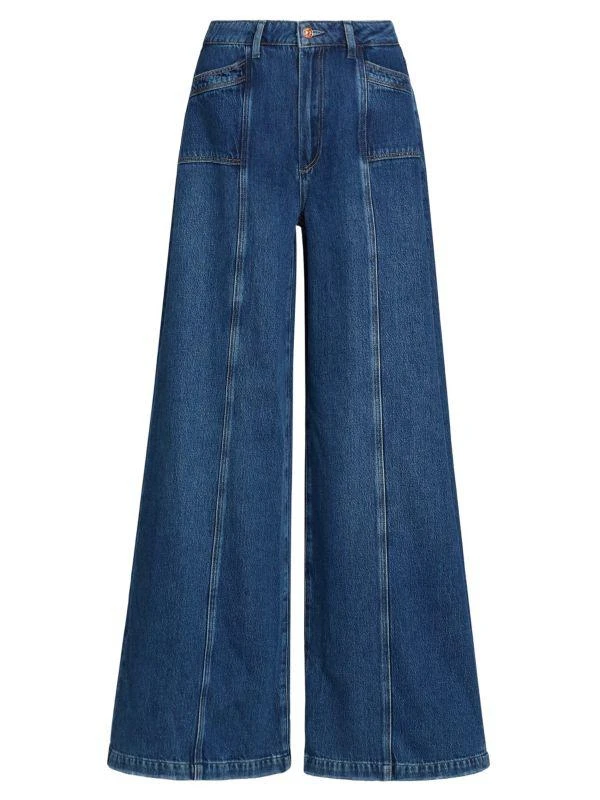 Paige Portia High-Rise Seamed Wide Flare Jeans 6