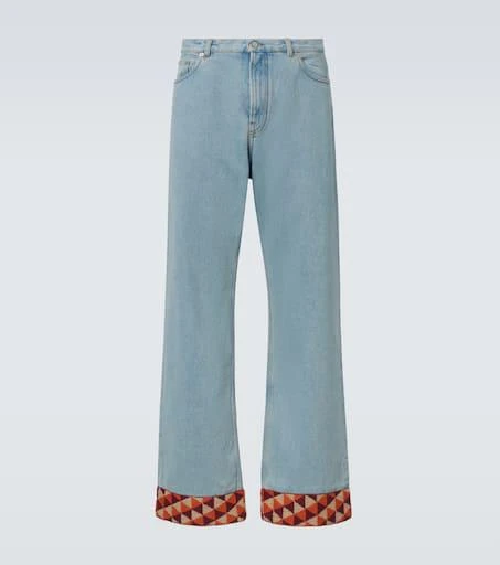 Valentino Jacquard-trimmed wide-leg jeans 1