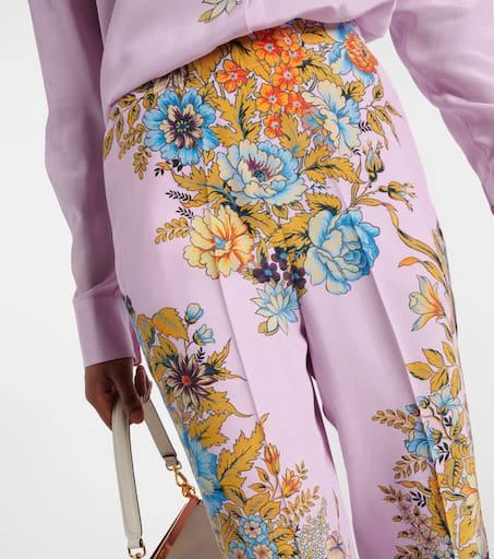 ETRO Floral high-rise silk wide-leg pants 4