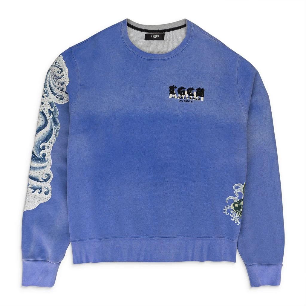 AMIRI T.G.C.W. CRYSTAL KOI WAVE BLUE SWEATSHIRT 1