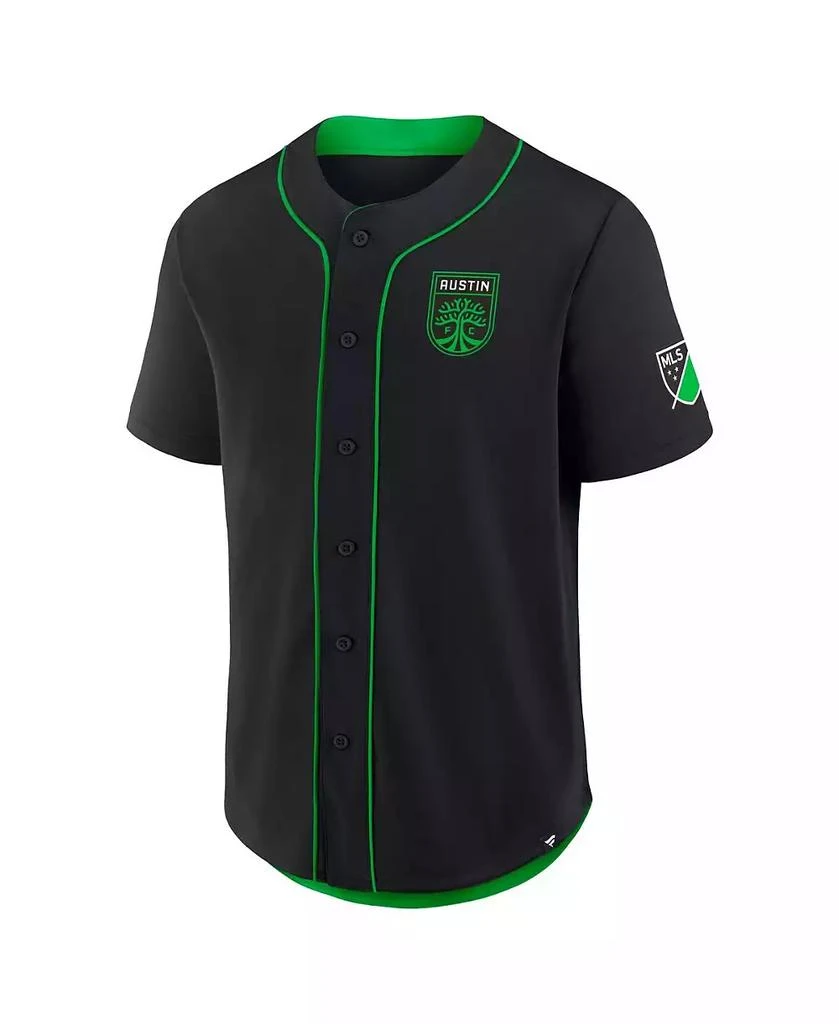 Fanatics Men
s Black Austin FC Injury Time Baseball Jersey 3
