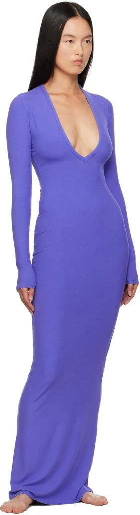 SKIMS Purple Soft Lounge Deep Plunge Maxi Dress 4
