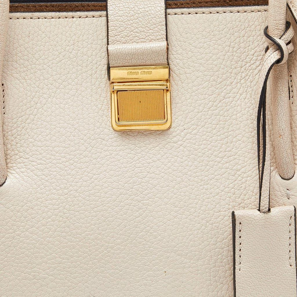Miu Miu Miu Miu Beige Leather Push Lock Tote 5