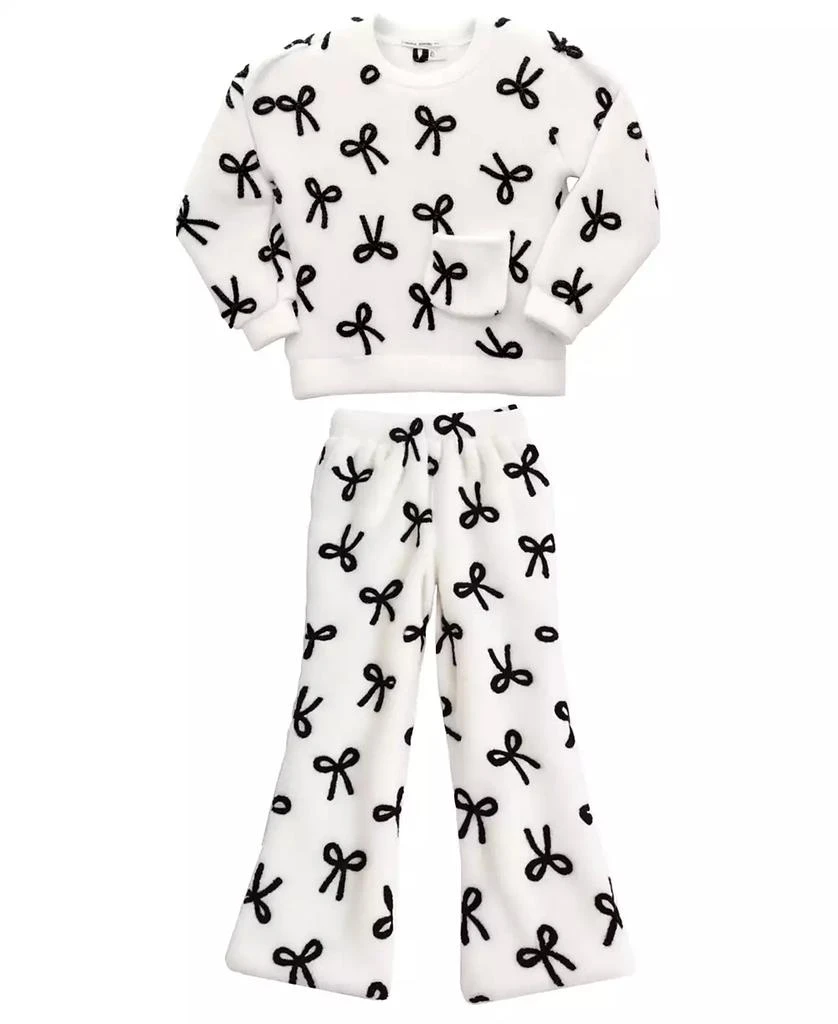 Kate Mack Little Girls Bows Plush Sweatshirt and Jogger, 2-Piece Set 1