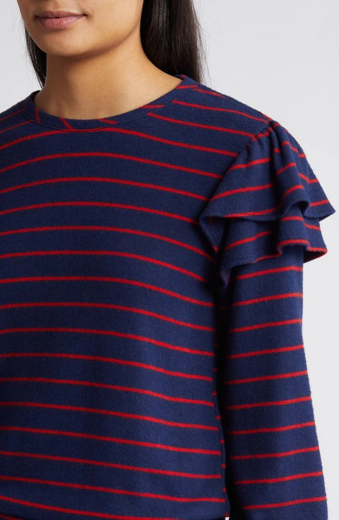 Caslon<sup>®</sup> Stripe Ruffle Shoulder Sweatshirt Top 4