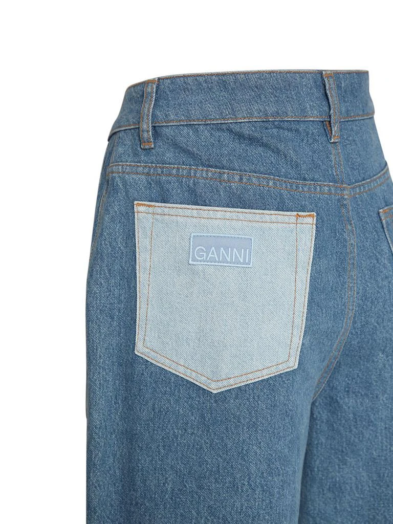 Ganni High Rise Cotton Denim Cargo Jeans 5