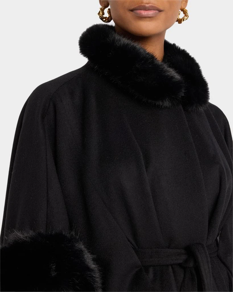 Sofia Cashmere Cashmere Shawl W/ Faux Fur Trim 5