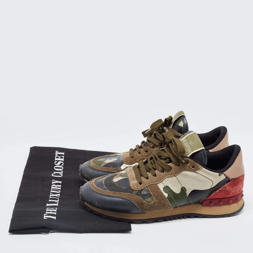 Valentino Valentino Multicolor Camo Print Leather and Suede Rockrunner Sneakers Size 37 9