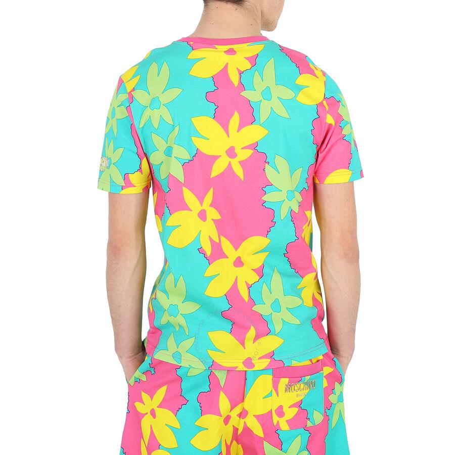 【送料&関税込】Moschino Floral Print T-shirt Moschino Allover Flowers Print Cotton T-Shirt - T-Shirts
