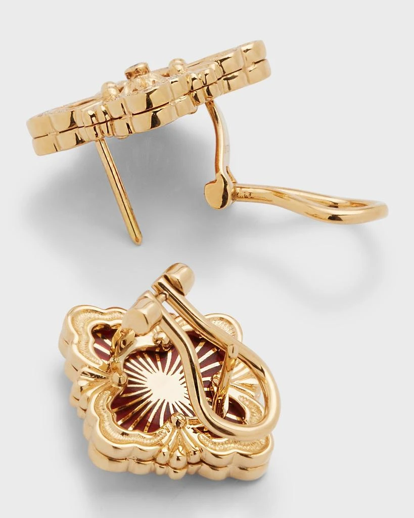 Buccellati Opera Tulle 18K Gold Red Enamel Diamond Earrings 4